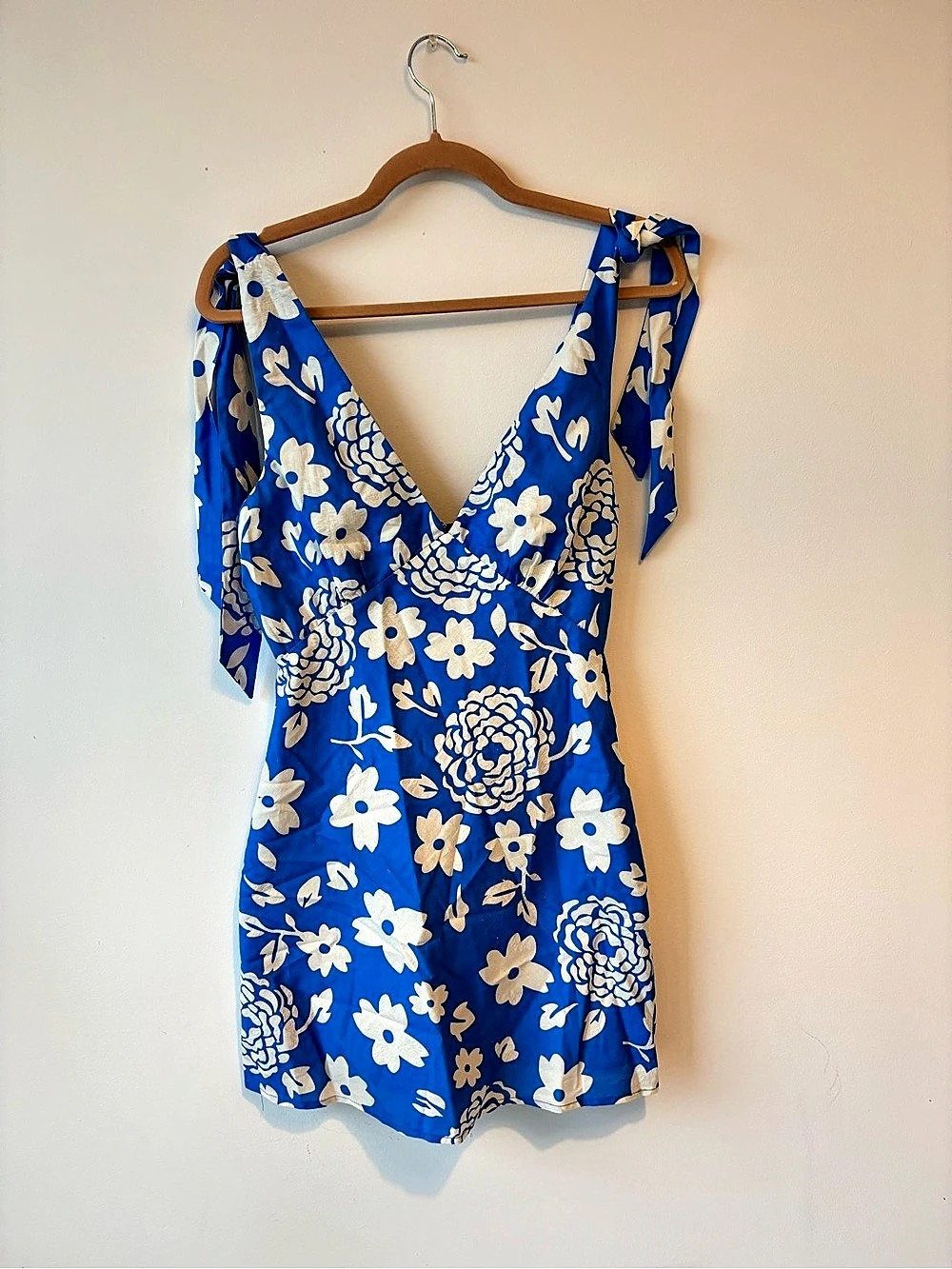 Hello Molly Floral Horizon Mini Dress Blue Floral Blue & White Small